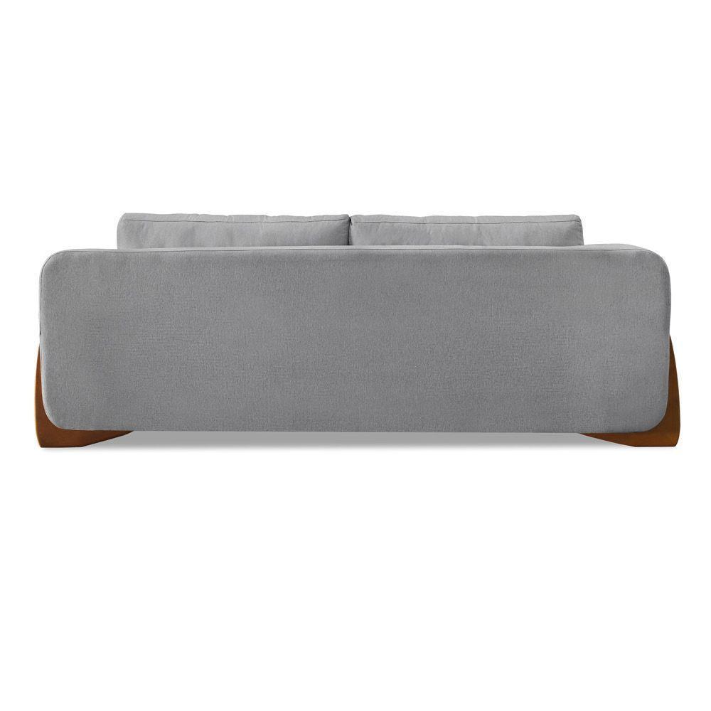 Sofá 3 Lugares Base De Madeira Clarissa 220 Cm Linho Cinza S04 - D'rossi - 2