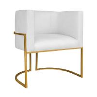 Kit Divã Luna 160cm Lado Esquerdo E 02 Poltronas Base De Ferro Dourado Suede Branco - 3