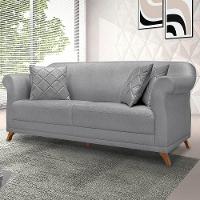 Sofá 2 Lugares Pé De Madeira Julieta 180 Cm Linho S04 - D'rossi Cor Cinza - 6