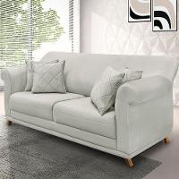 Sofá 3 Lugares Pé De Madeira Julieta 220 Cm Veludo S04 - D'rossi Cor Prata - 6