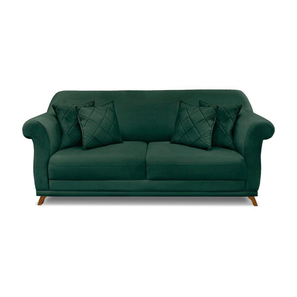 Sofá 2 Lugares Pé De Madeira Julieta 180 Cm Veludo Verde S04 - D'rossi - 3