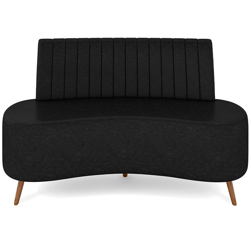 Sofá Chaise Living 2 Lugares 135cm Para Sala Cayman K01 Sintético Preto - 5
