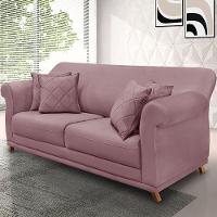 Sofá 3 Lugares Pé De Madeira Julieta 200 Cm Veludo S04 - D'rossi Cor Lilás - 6