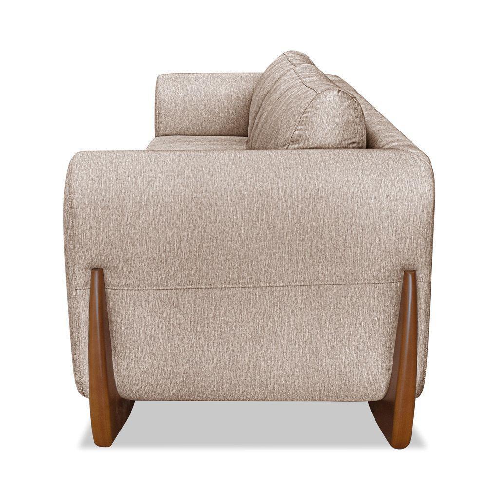 Sofá 2 Lugares Base De Madeira Clarissa 160 Cm Linho Areia S04 - D'rossi - 4