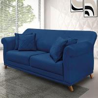 Sofá 2 Lugares Pé De Madeira Julieta 180 Cm Suede S04 - D'rossi Cor Azul Marinho - 5