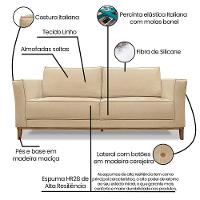 Sofá 2 Lugares Base De Madeira Grace 190 Cm Linho S04 - D'rossi Cor Dourado - 5