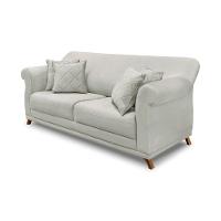 Sofá 3 Lugares Pé De Madeira Julieta 220 Cm Veludo Prata S04 - D'rossi - 1