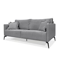 Sofá 3 Lugares Pé De Ferro Preto Rafaela 220 Cm Linho Cinza S04 - D'rossi - 1