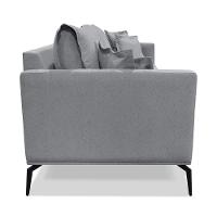 Sofá 3 Lugares Pé De Ferro Preto Rafaela 220 Cm Linho Cinza S04 - D'rossi