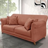 Sofá 3 Lugares Pé De Madeira Julieta 200 Cm Veludo S04 - D'rossi Cor Cobre - 6