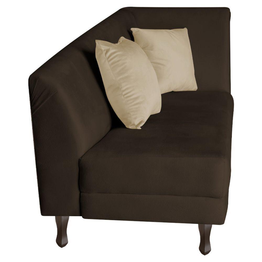 Recamier Heitor 160cm Com Almofada Lado Esquerdo Sintético Marrom Bege - 2