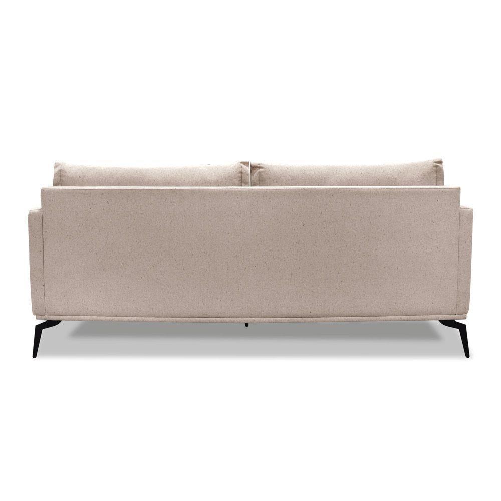 Sofá 3 Lugares Pé De Ferro Preto Rafaela 220 Cm Linho Areia S04 - D'rossi - 4