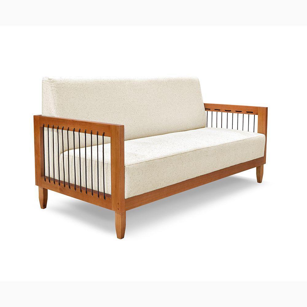 Sofá 2 Lugares Base De Madeira Mariana 160 Cm Linho Pérola S04 - D'rossi - 1