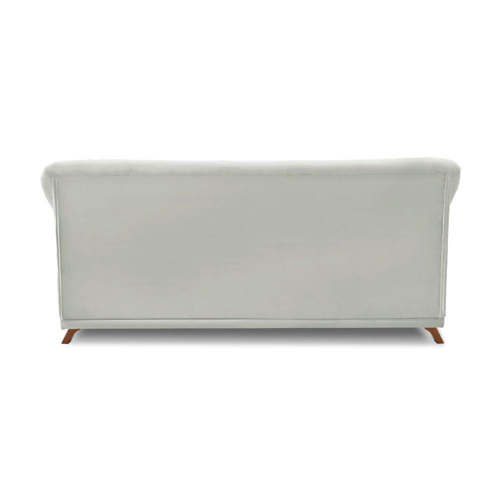 Sofá 2 Lugares Pé De Madeira Julieta 180 Cm Veludo S04 - D'rossi Cor Prata - 2