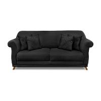 Sofá 2 Lugares Pé De Madeira Julieta 180 Cm Veludo Preto S04 - D'rossi - 3