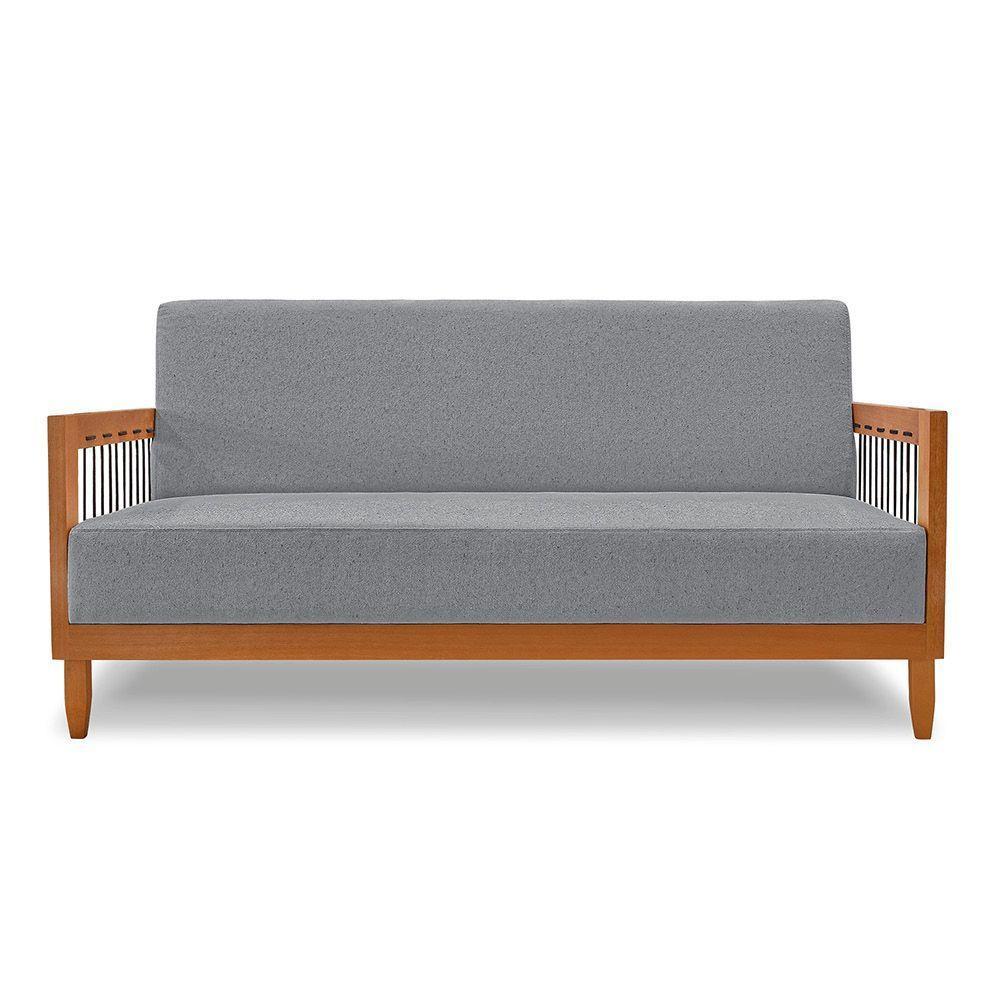 Sofá 2 Lugares Base De Madeira Mariana 160 Cm Linho S04 - D'rossi Cor Cinza - 4