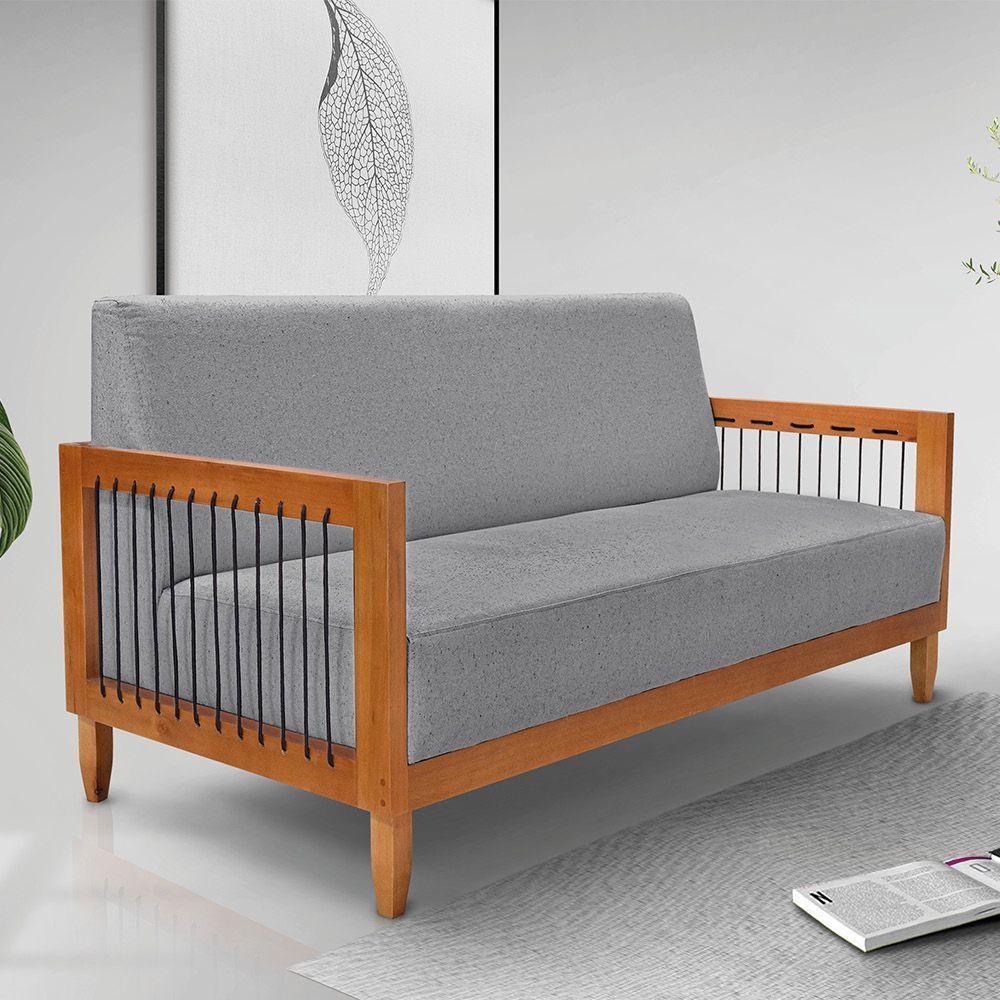 Sofá 2 Lugares Base De Madeira Mariana 160 Cm Linho S04 - D'rossi Cor Cinza - 6