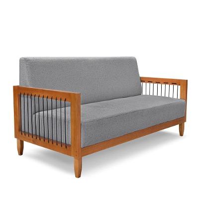 Sofá 2 Lugares Base De Madeira Mariana 160 Cm Linho S04 - D'rossi Cor Cinza