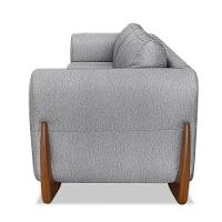 Sofá 3 Lugares Base De Madeira Clarissa 230 Cm Linho S04 - D'rossi Cor Cinza - 1