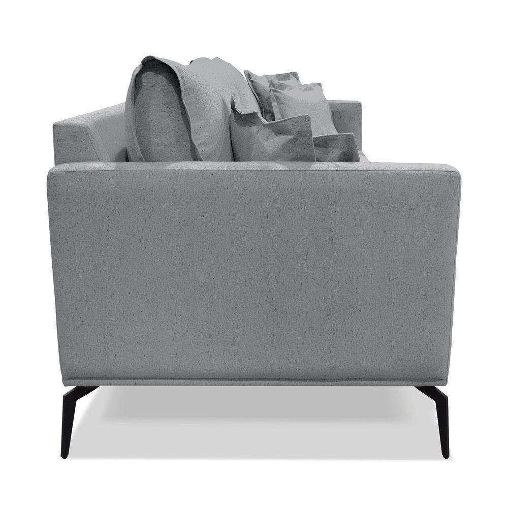 Sofá 3 Lugares Pé De Ferro Preto Rafaela 220 Cm Linho S04 - D'rossi Cor Cinza - 6