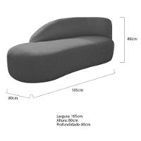 Kit Divã Luna 185cm Lado Esquerdo E 02 Poltronas Base De Ferro Preto Linho Cinza Escuro - 8