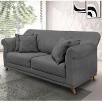 Sofá 3 Lugares Pé De Madeira Julieta 200 Cm Suede S04 - D'rossi Cor Cinza - 6