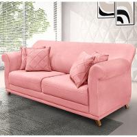 Sofá 3 Lugares Pé De Madeira Julieta 200 Cm Veludo S04 - D'rossi Cor Rosa - 6