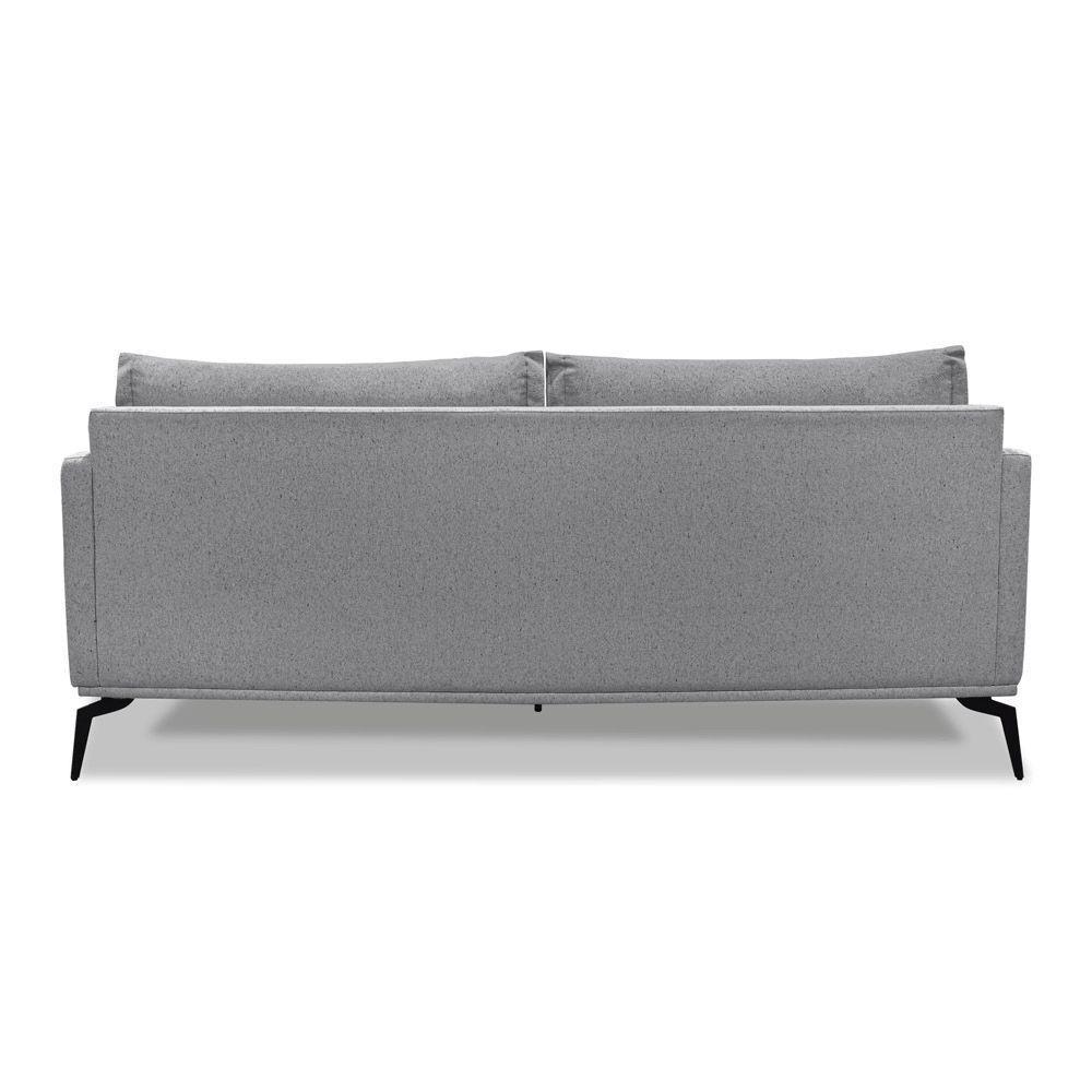 Sofá 3 Lugares Pé De Ferro Preto Rafaela 200 Cm Linho Cinza S04 - D'rossi - 2