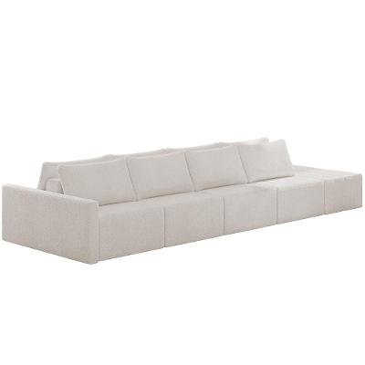 Sofá Ilha Modular Para Sala 432cm Com Puff Dublin K01 Bouclê Creme