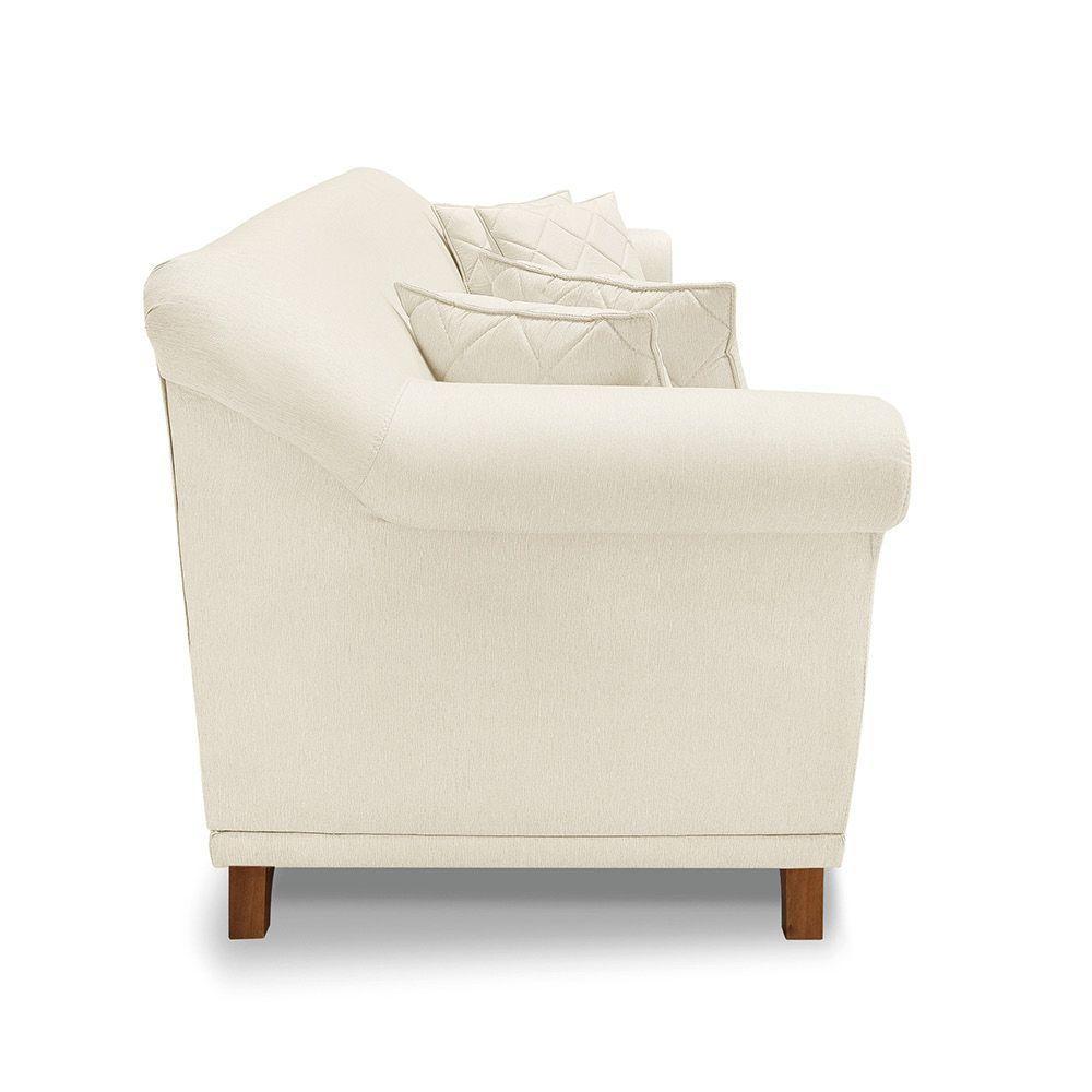 Sofá 2 Lugares Pé De Madeira Julieta 180 Cm Linho S04 - D'rossi Cor Natural - 2