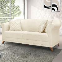 Sofá 2 Lugares Pé De Madeira Julieta 180 Cm Linho S04 - D'rossi Cor Natural - 6