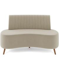Sofá Chaise Living 2 Lugares 135cm Para Sala Cayman K01 Veludo Bege - 2