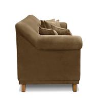 Sofá 3 Lugares Pé De Madeira Julieta 200 Cm Suede S04 - D'rossi Cor Caramelo