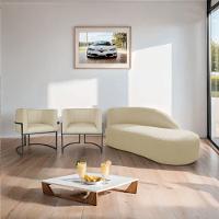 Kit Divã Luna 140cm Lado Direito E 02 Poltronas Base De Ferro Preto Suede Bege - 9