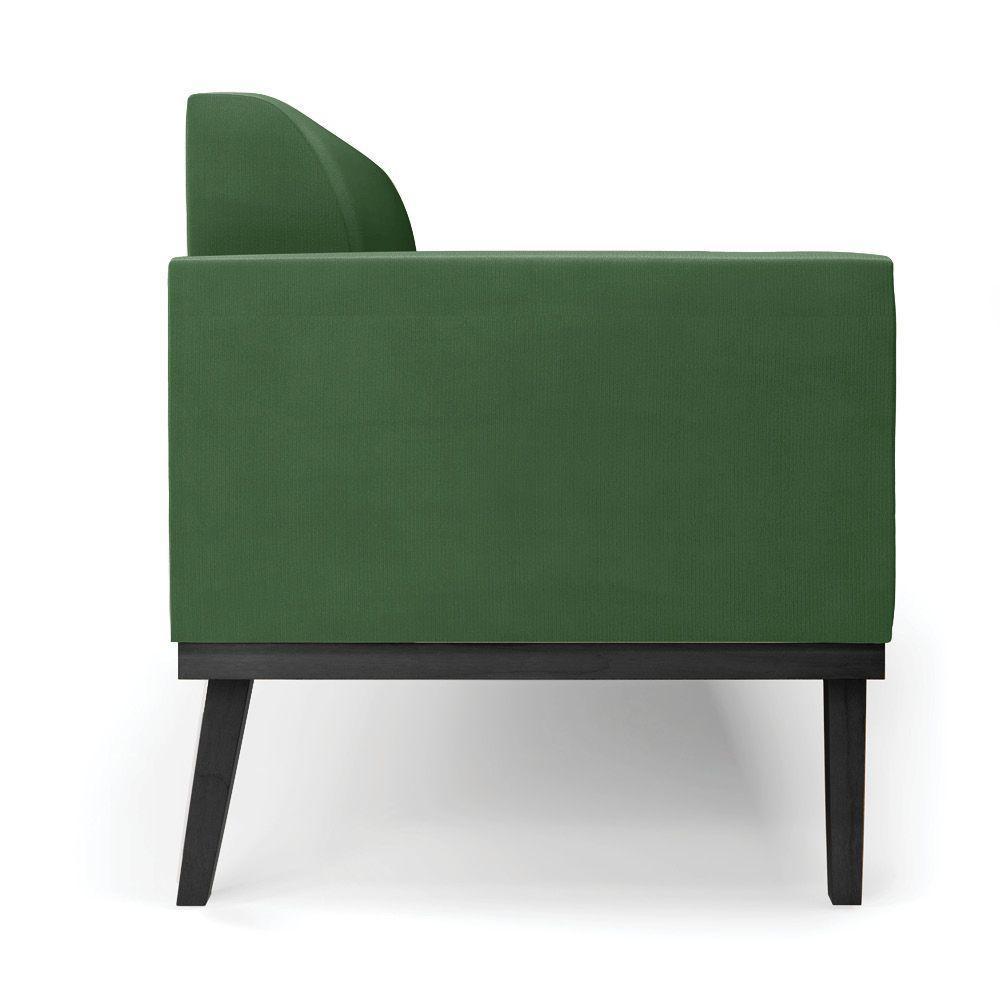 Poltrona Namoradeira Decorativa Pés Fixo Em Madeira Preto Suede Verde - 5