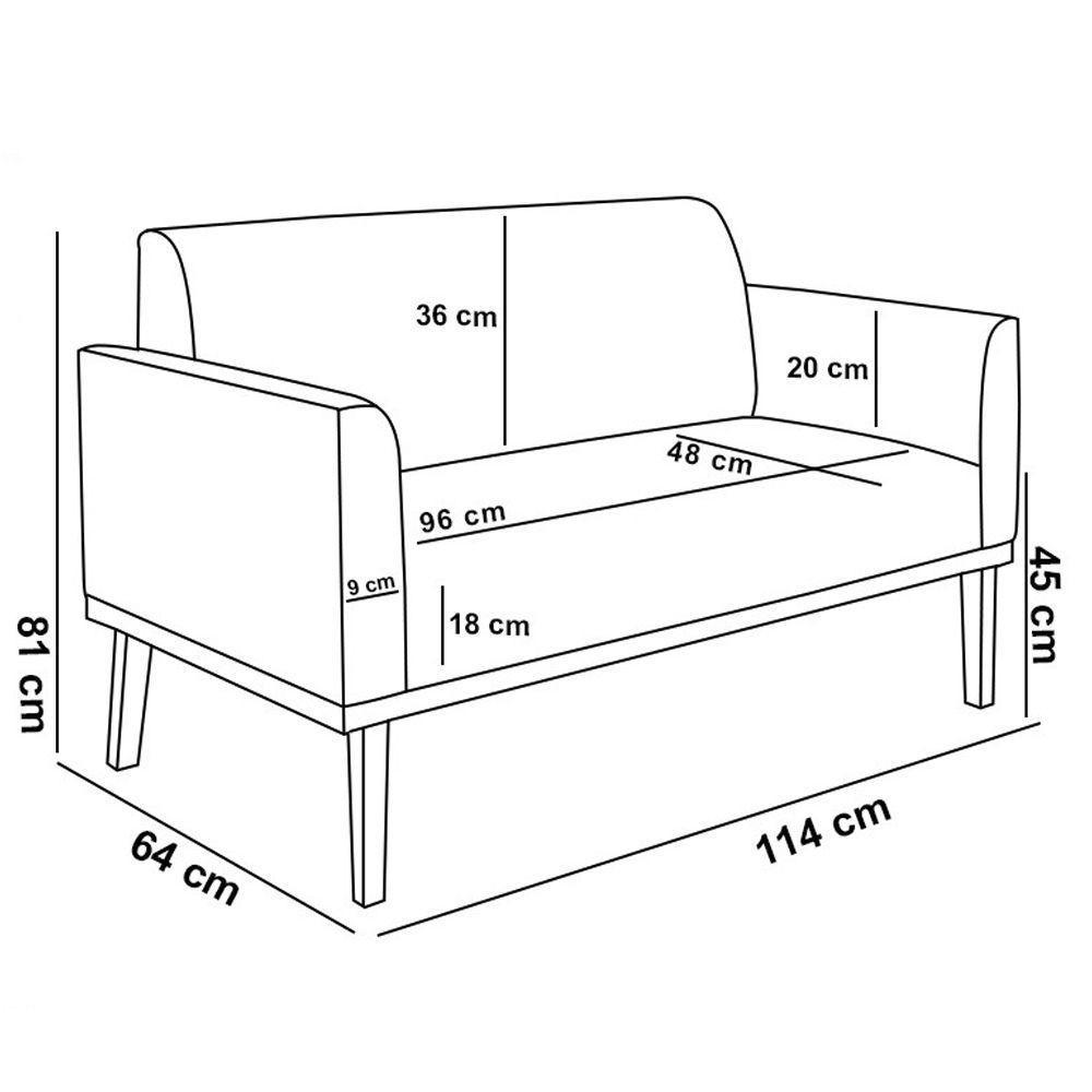 Poltrona Namoradeira Decorativa Pés Fixo Em Madeira Preto Suede Verde - 8