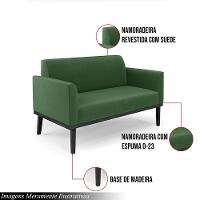 Poltrona Namoradeira Decorativa Pés Fixo Em Madeira Preto Suede Verde - 6