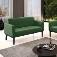 Poltrona Namoradeira Decorativa Pés Fixo Em Madeira Preto Suede Verde - 7