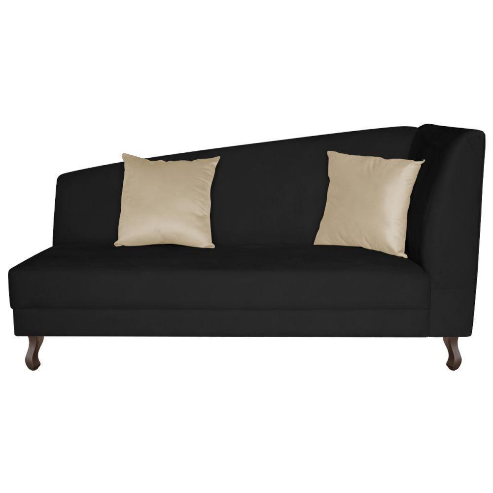 Recamier Heitor 140cm Com Almofada Lado Esquerdo Sintético Preto Bege - 4