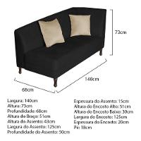 Recamier Heitor 140cm Com Almofada Lado Esquerdo Sintético Preto Bege - 6