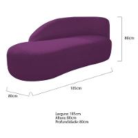 Kit Divã Luna 185cm Lado Esquerdo E 02 Poltronas Base De Ferro Preto Suede Roxo - 8