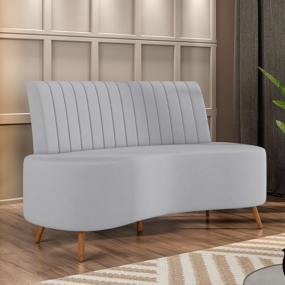 Sofá Chaise Living 2 Lugares 160cm Para Sala Cayman K01 Veludo Cinza - 7