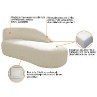 Kit Divã Luna 140cm Lado Direito E 02 Poltronas Base De Ferro Preto Linho Bege - 7