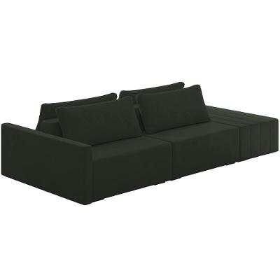 Sofá Ilha Modular Para Sala 232cm Com Puff Dublin K01 Veludo Verde