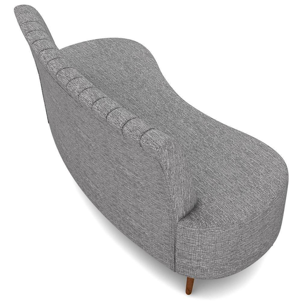 Sofá Chaise Living 2 Lugares 160cm Para Sala Cayman K01 Linho Cinza - 4