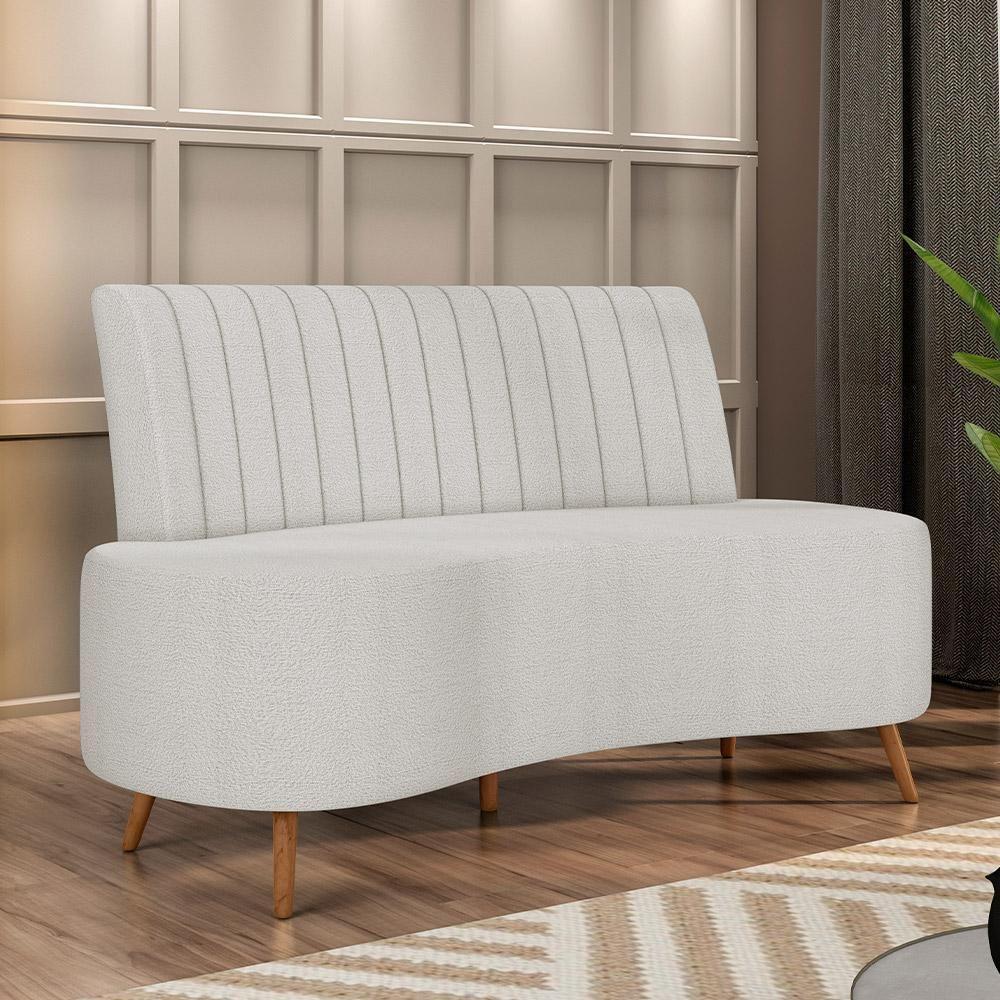 Sofá Chaise Living 2 Lugares 160cm Para Sala Cayman K01 Bouclê Creme - 6
