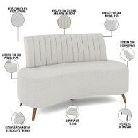 Sofá Chaise Living 2 Lugares 160cm Para Sala Cayman K01 Bouclê Creme - 7