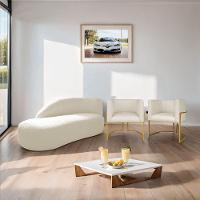 Kit Divã Luna 160cm Lado Esquerdo E 02 Poltronas Base De Ferro Dourado Linho Bege - 9