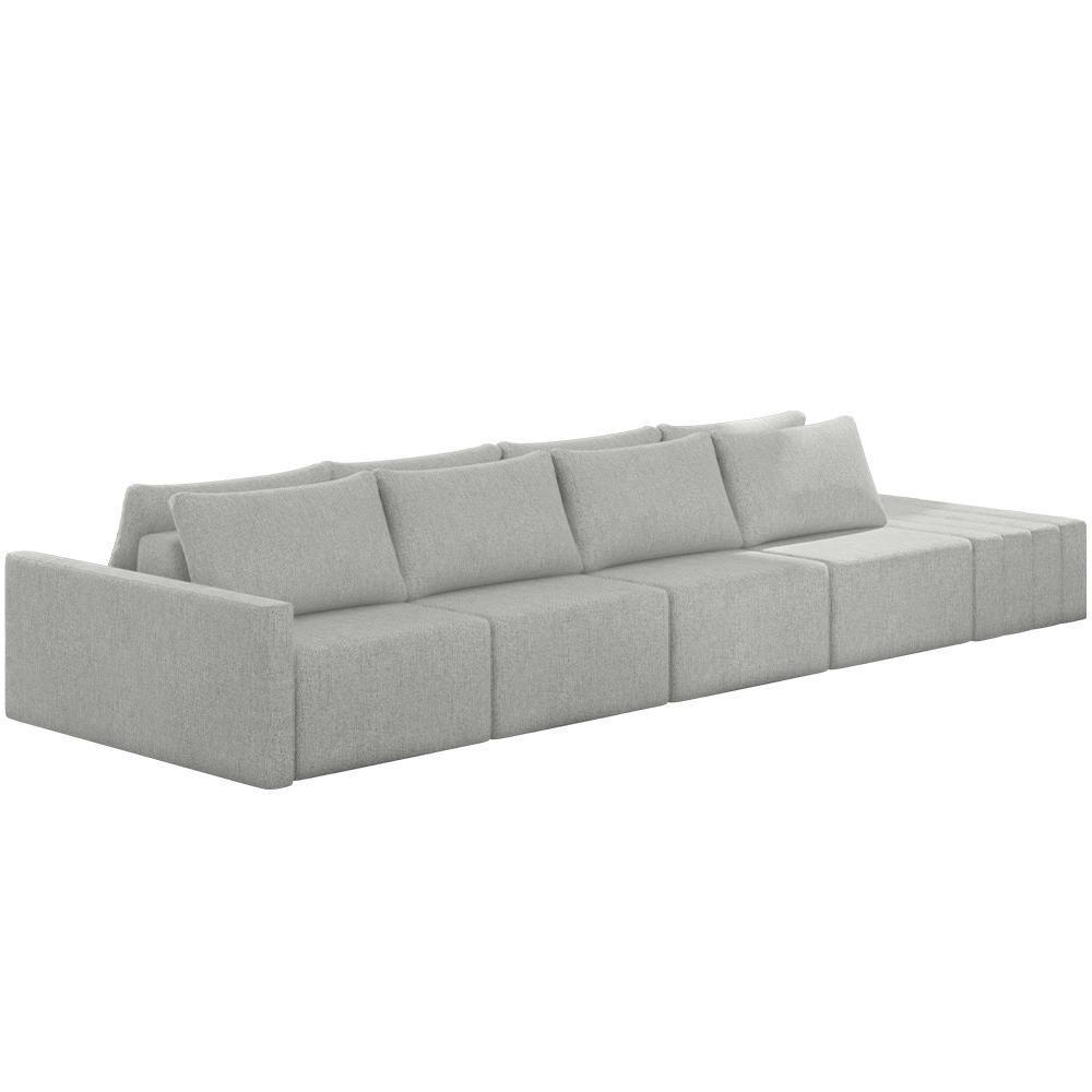 Sofá Ilha Modular Para Sala 432cm Com Puff Dublin K01 Linho Cinza - 1