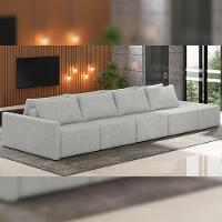 Sofá Ilha Modular Para Sala 432cm Com Puff Dublin K01 Linho Cinza - 6